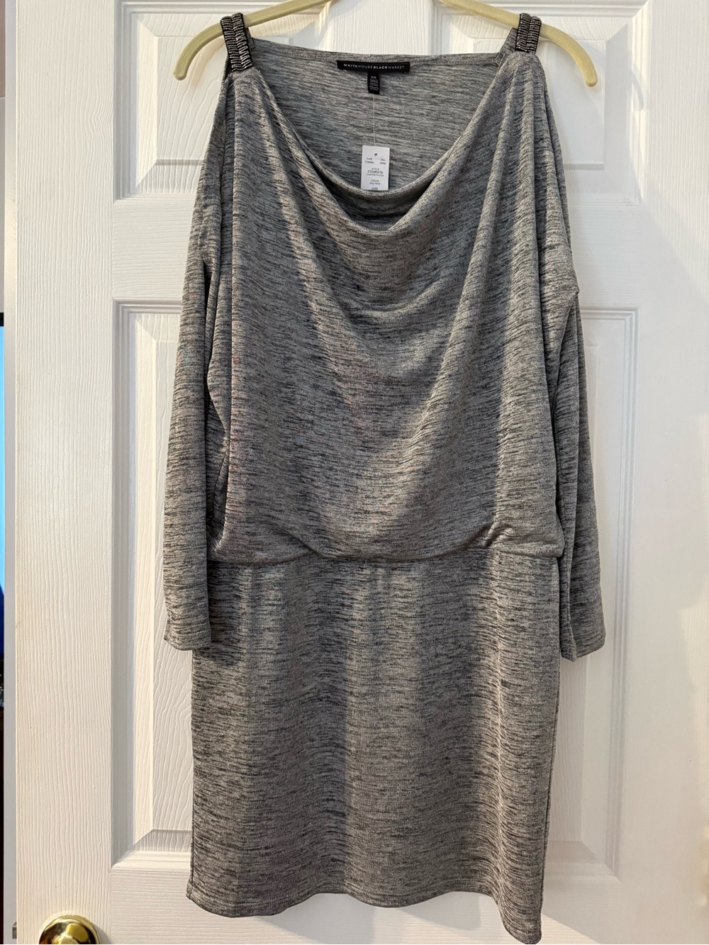 White House Black Market Charcoal Gray Cowl Neck Long Sleeve Dress